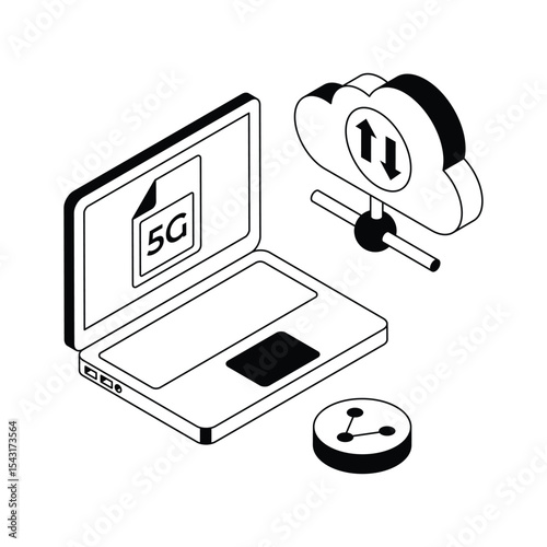 A captivating isometric style icon of shared cloud
