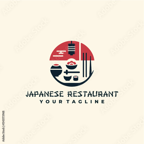 Traditional Japanese Restaurant Vector Illustration

