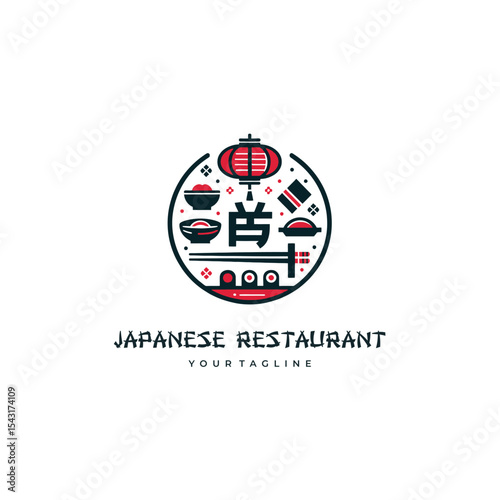 Modern Japanese Restaurant Menu and Decor Elements Vector

