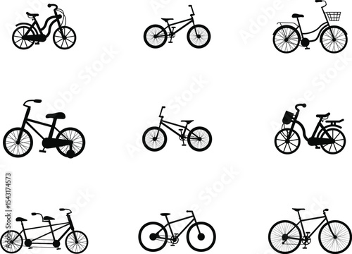 set of bicycles silhouettes