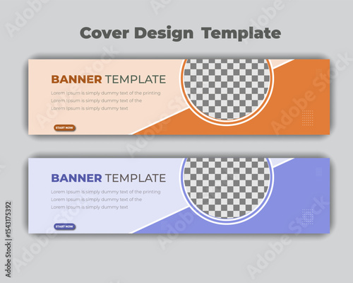 Set abstract horizontal gradient background web banner design template