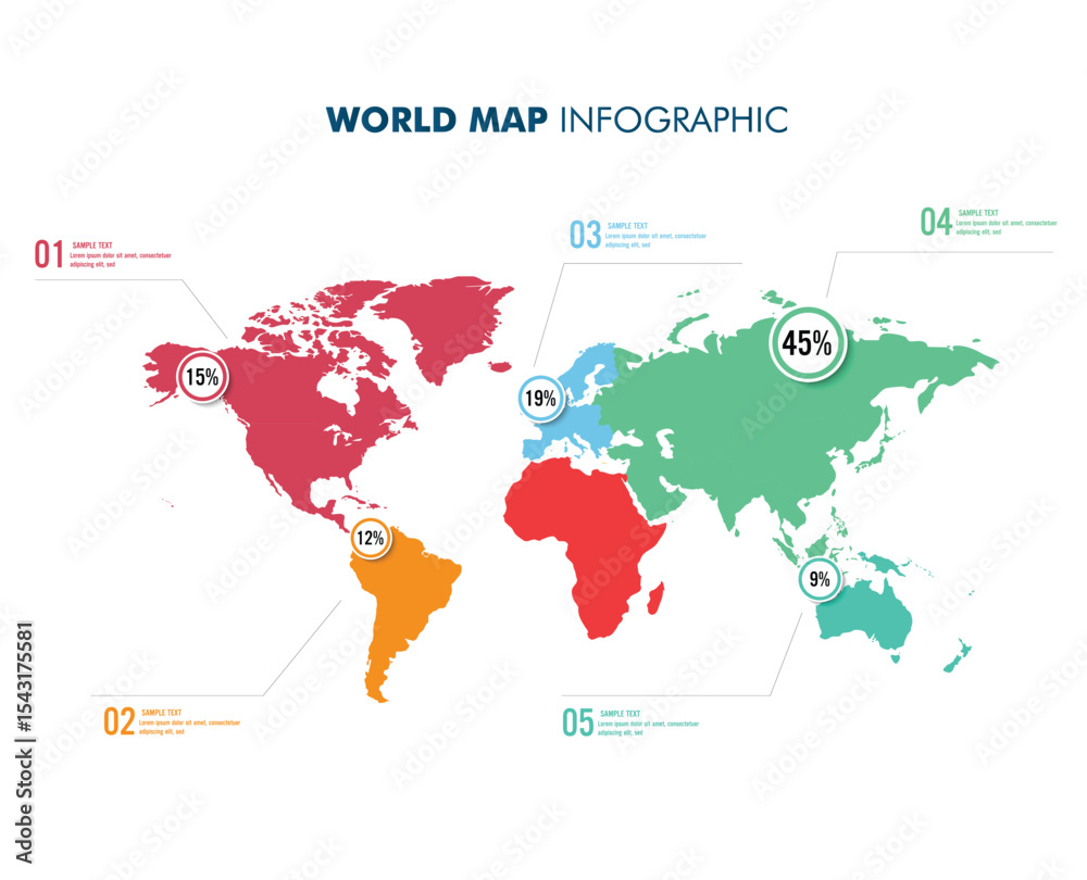 Naklejka premium world map with infography