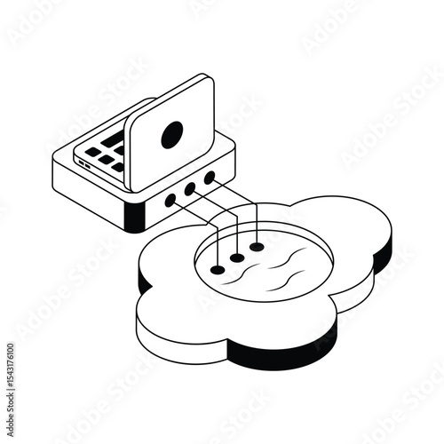 Catch a sight of this amazing isometric icon showing laptop cloud storage
