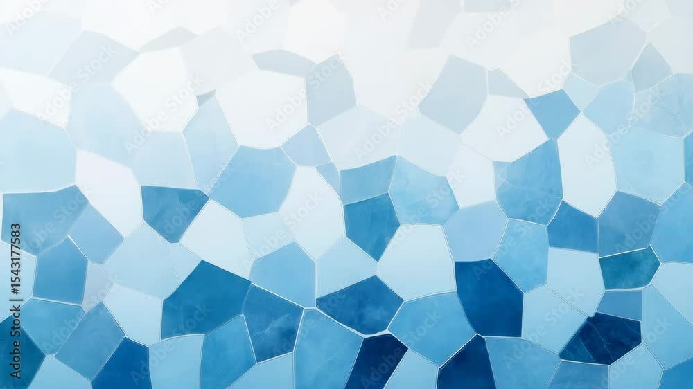 Geometric mosaic pattern with irregular blue and white polygonal tiles