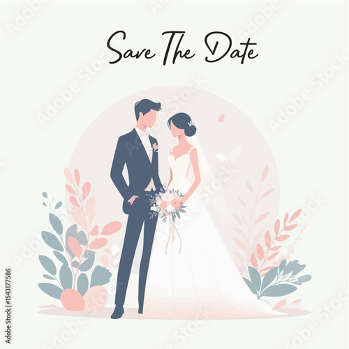 Cartoon Vector Illustration of Wedding Event