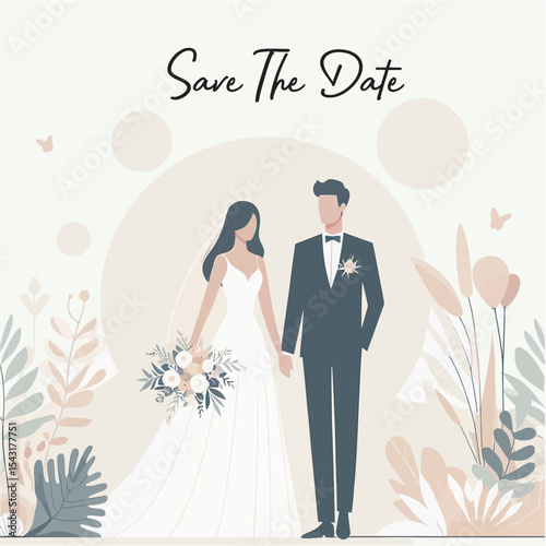 Cartoon Vector Illustration of Wedding Event