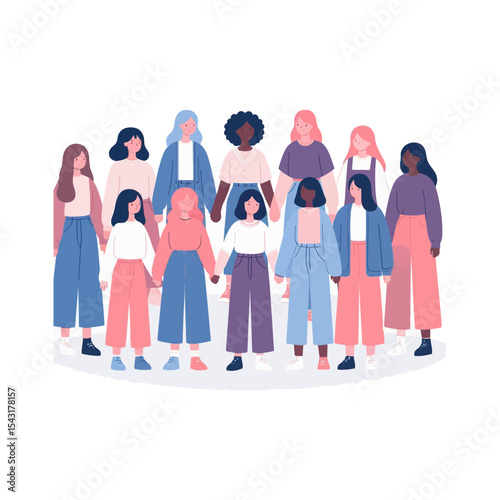 Women Celebrating Together Vector Illustration

