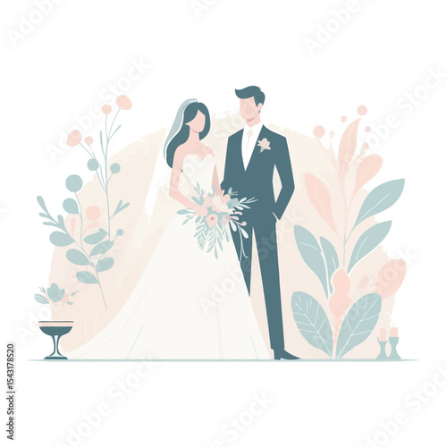Minimalist Flat Design of Wedding Reception Party

