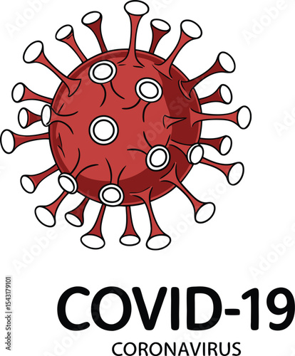 Hyperrealistic 3D Render of Red COVID-19 Virus with White Spikes on Clean White Background