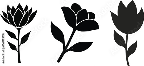 black and white silhouettes of flowers set