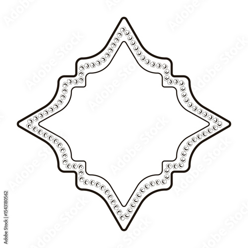 Eslimi Tazhib art design. Trendy Iranian art. Retro vector empty Frame isolated transparent background. Area for input text. EPS 10