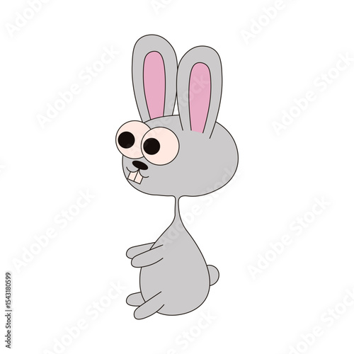 Cute bunny isolated transparent. Whimsical bunny vector illustration. Ideal kids art room design child sticker. EPS 10