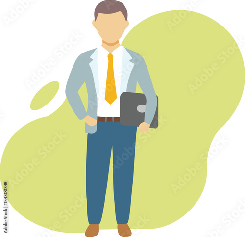 Businessman Holding Folder Vector Illustration