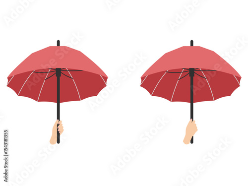 Hand holding a red umbrella