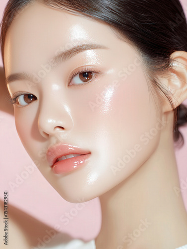 광채 피부가 돋보이는 여름 뷰티 클로즈업