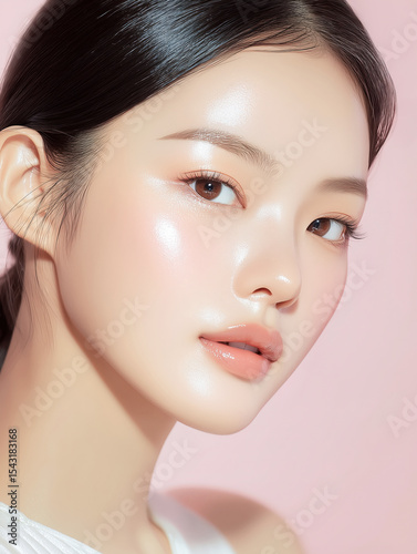 광채 피부가 돋보이는 여름 뷰티 클로즈업