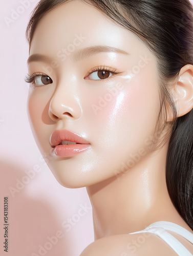 광채 피부가 돋보이는 여름 뷰티 클로즈업
