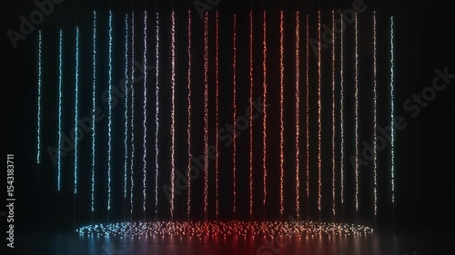 Mesmerizing Light Installation with Cascading Colorful Beams during a Performance