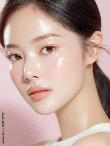 광채 피부가 돋보이는 여름 뷰티 클로즈업