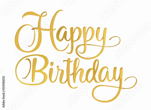 Happy birthday golden cursive text on white background for celebration and festive occasions design element created with generated ai