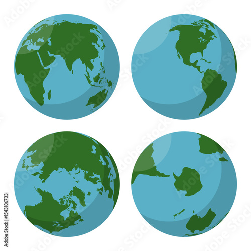 Flat earth globes set.