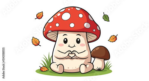 Whimsical Mushroom Friend in Autumn a Delightful Character for Children's Illustrations
