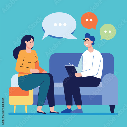 psychologist consulting patient on sofa speech 
