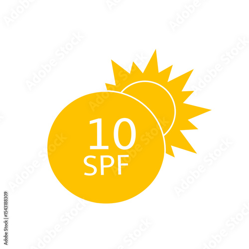 Sun protection for skin. UVA UVB sunscreen protection. SPF icon for or skin cosmetics packaging. Vector