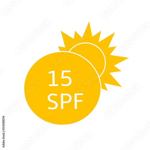 Sun protection for skin. UVA UVB sunscreen protection. SPF icon for or skin cosmetics packaging. Vector