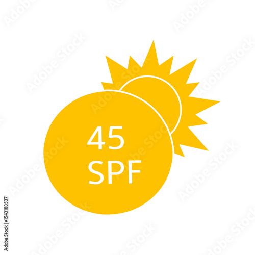 Sun protection for skin. UVA UVB sunscreen protection. SPF icon for or skin cosmetics packaging. Vector