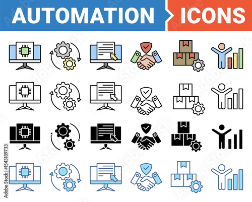 Automation banner icon set with multiple style.