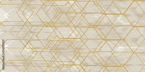 Honey bee comp Golden Seamless hexagon pattern with gold strip line.eps10
