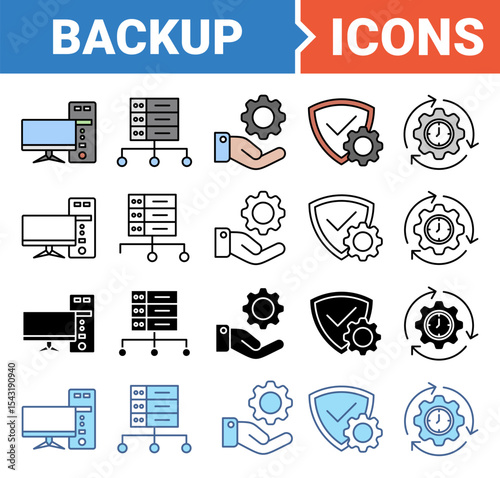 Backup banner icon set with multiple style.