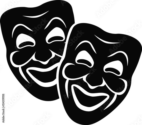 Comedy Theatre Masks Icon – Classic Symbol of Performing Arts
