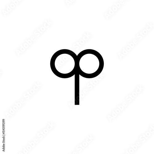 Abstract Symbol Double Circles Connected by a Stem – Minimalist Design Element