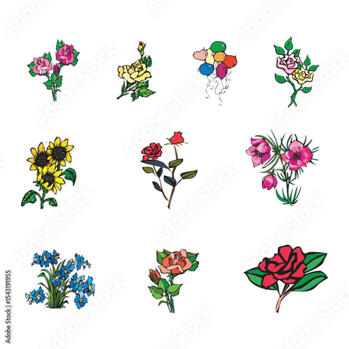 Collection of rose flower boutique with may color 