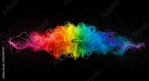 Vibrant Rainbow Nebula Abstract Colorful Threads in Space