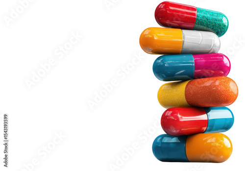 Colorful pills stacked vertical