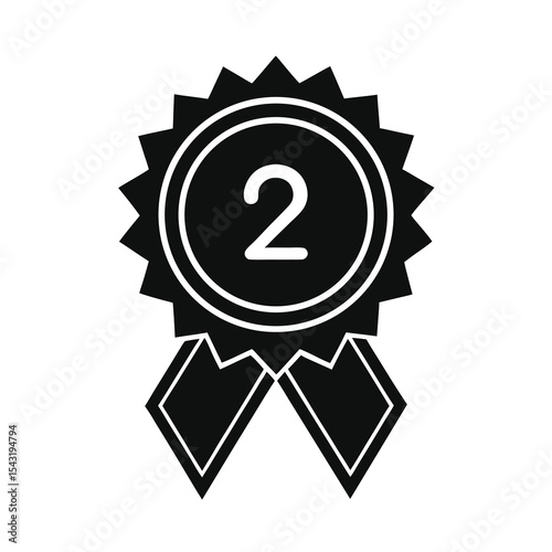 Second place award badge black and white