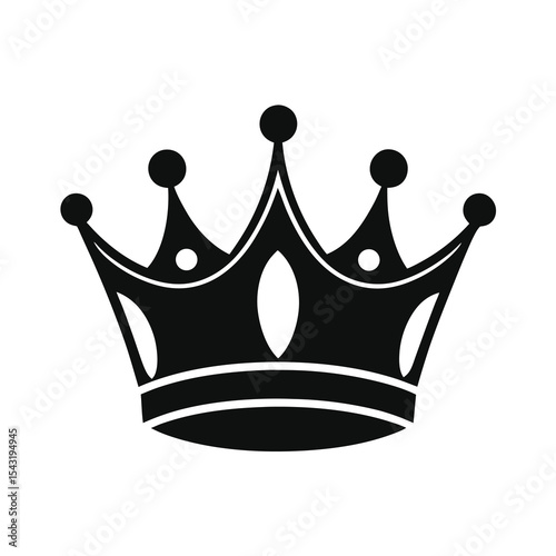 Simple Black Crown Icon on White Background