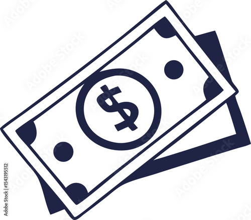 American dollar bill flat icon for financial apps and websites on white background. vector illustration.Payment with money, buying or purchase of goods flat icon for apps and websites