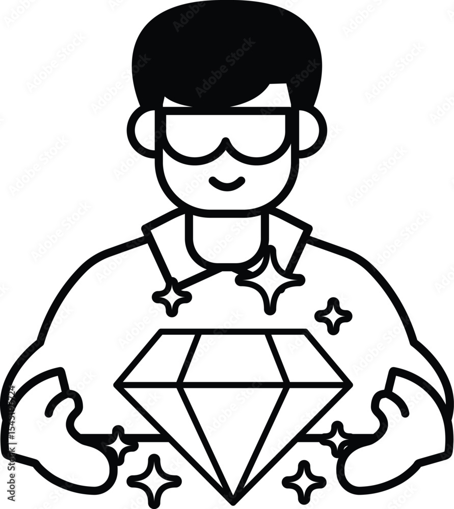 Fototapeta premium A man is holding a diamond and smiling