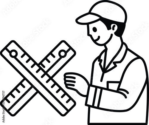 A man is holding two rulers and smiling