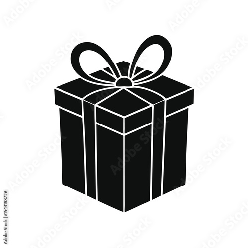 Black and white gift box icon