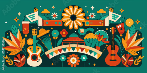 Vibrant summer festival illustration design