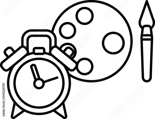 alarm clock with a white face and a strap sits on a white background