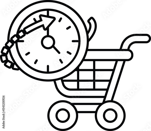 A shopping cart with a clock on it