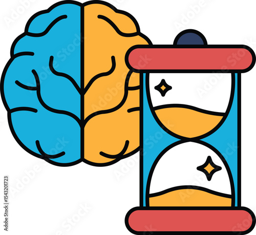 A brain and a clock are shown side by side