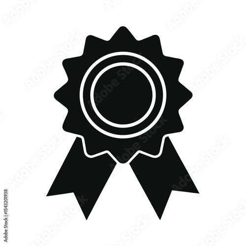 Black and white award ribbon vector icon