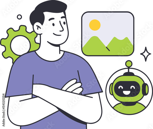 Software Developer Vector Illustration with Automation Concepts.